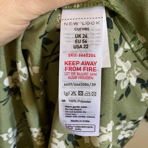 ASOS Curves New Look Avocado Green Amelie Floral Balloon Sleeve Smock Dress #RW - Picture 7 of 12